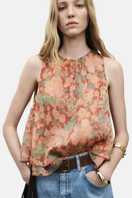 Multicolor Sleeveless Blouse - MANGO