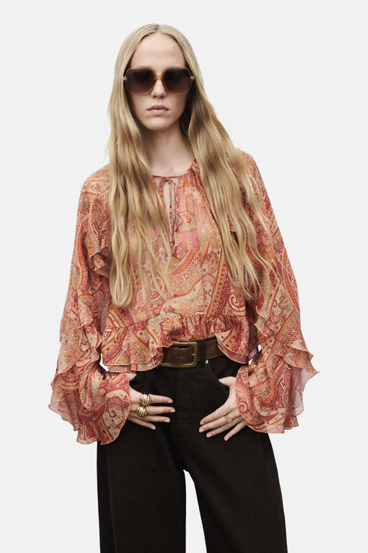 Multicolor Long Sleeve Blouse - MANGO