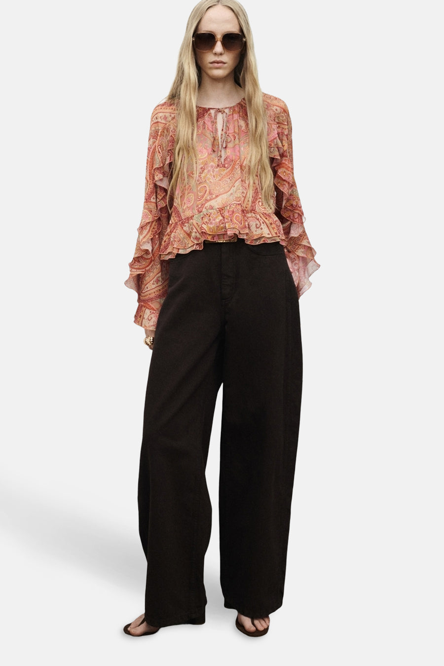 Multicolor Long Sleeve Blouse - MANGO