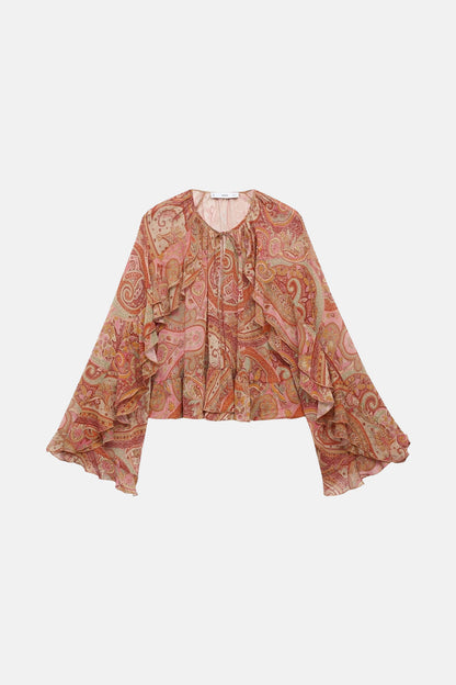 Multicolor Long Sleeve Blouse - MANGO