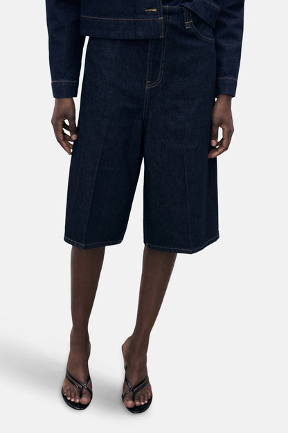 Donkerblauwe Denim Bermuda Shorts