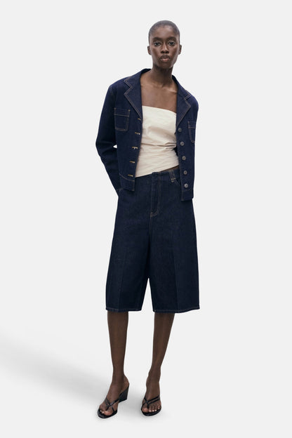 Donkerblauwe Denim Bermuda Shorts