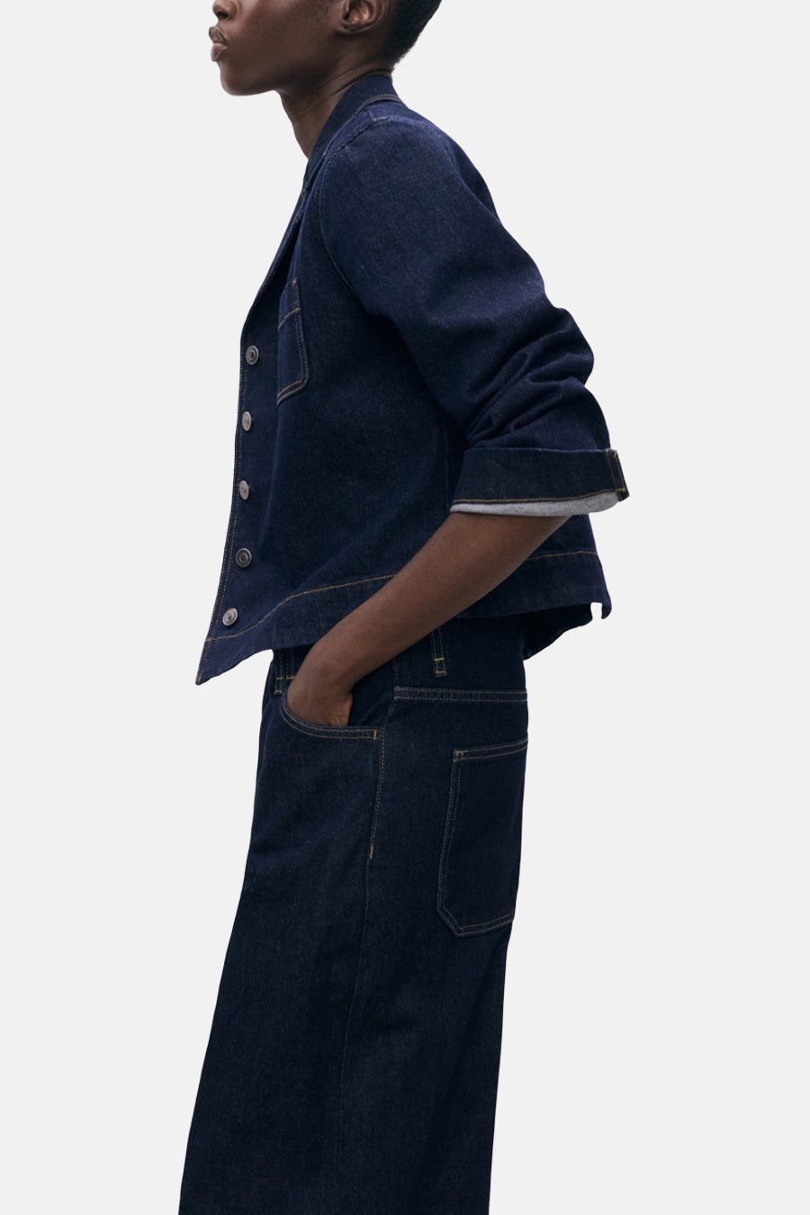Donkerblauwe Denim Bermuda Shorts