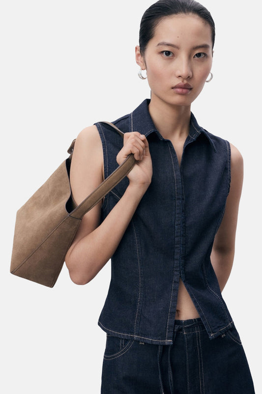Donkerblauwe Denim Overhemd