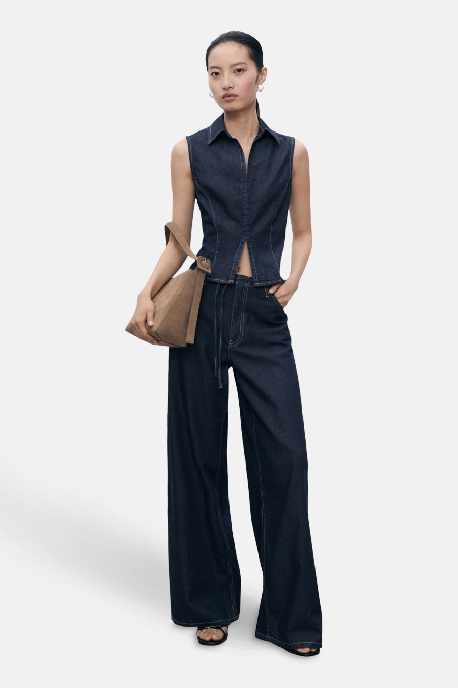 Donkerblauwe Denim Overhemd