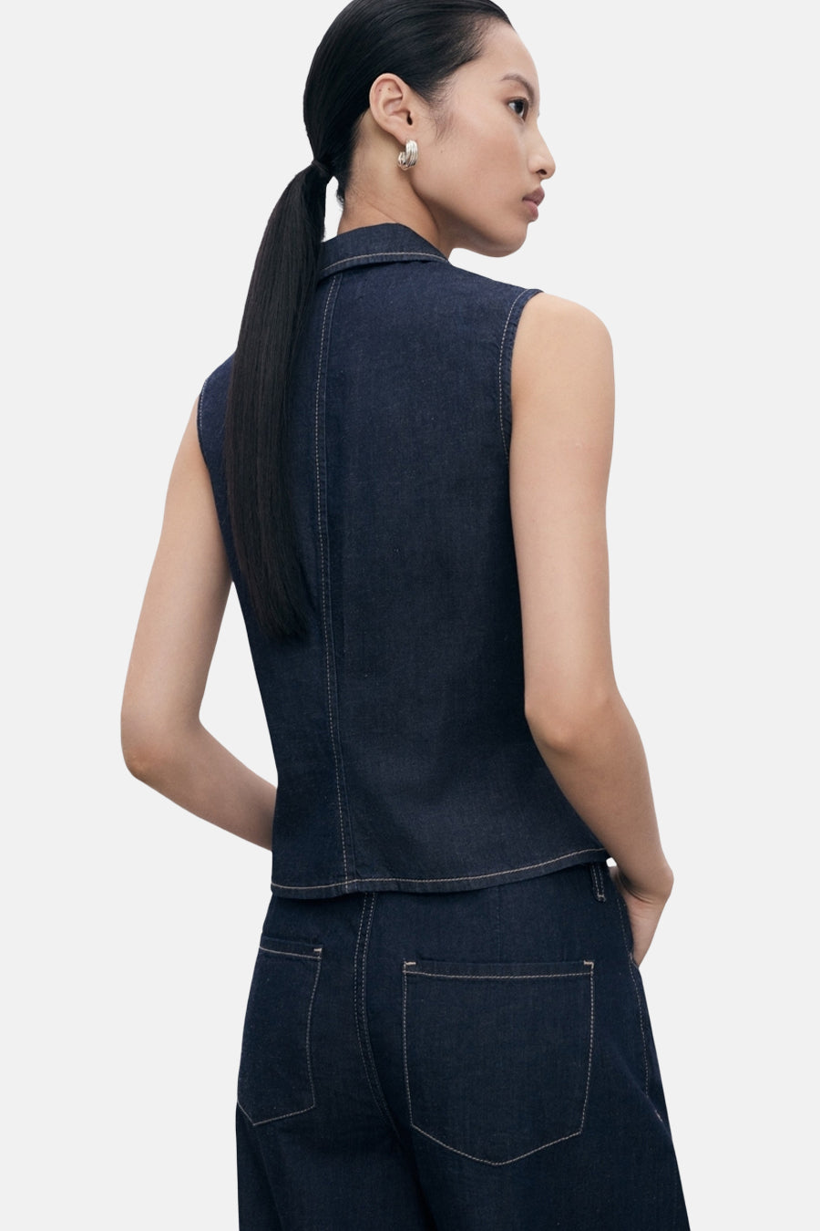 Donkerblauwe Denim Overhemd