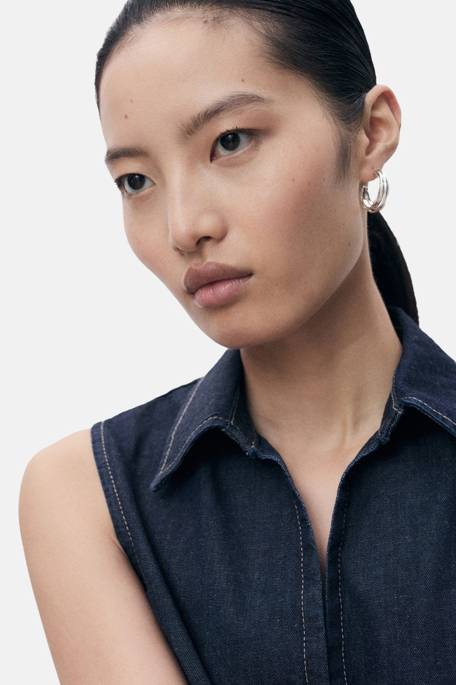 Donkerblauwe Denim Overhemd
