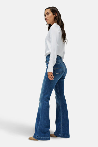 Mid Blue Denim Flared Jeans - Salsa Jeans®