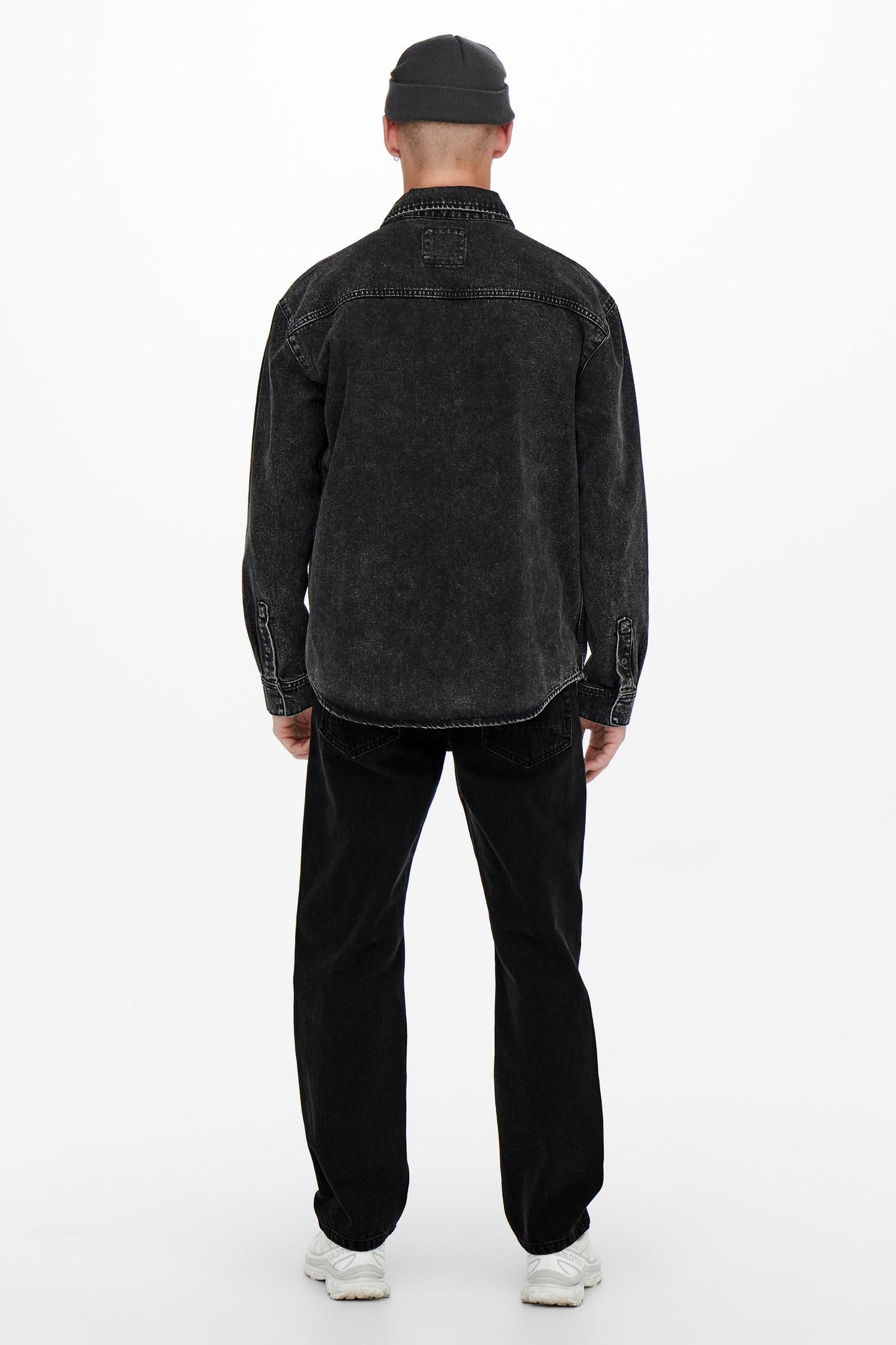 Black Denim Wide-Leg Jeans