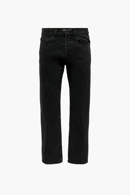 Black Denim Wide-Leg Jeans