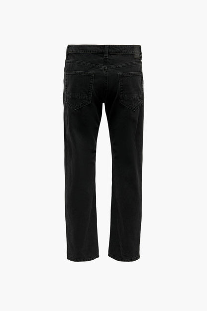 Black Denim Wide-Leg Jeans