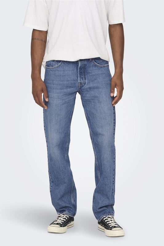 ONLY & SONS® Mid Blue Wide Leg Denim Jeans