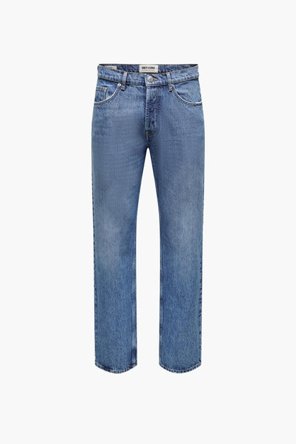 ONLY & SONS® Mid Blue Wide Leg Denim Jeans