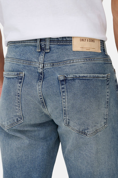 ONLY & SONS® Mid Blue Denim Rechstreeks Jeans