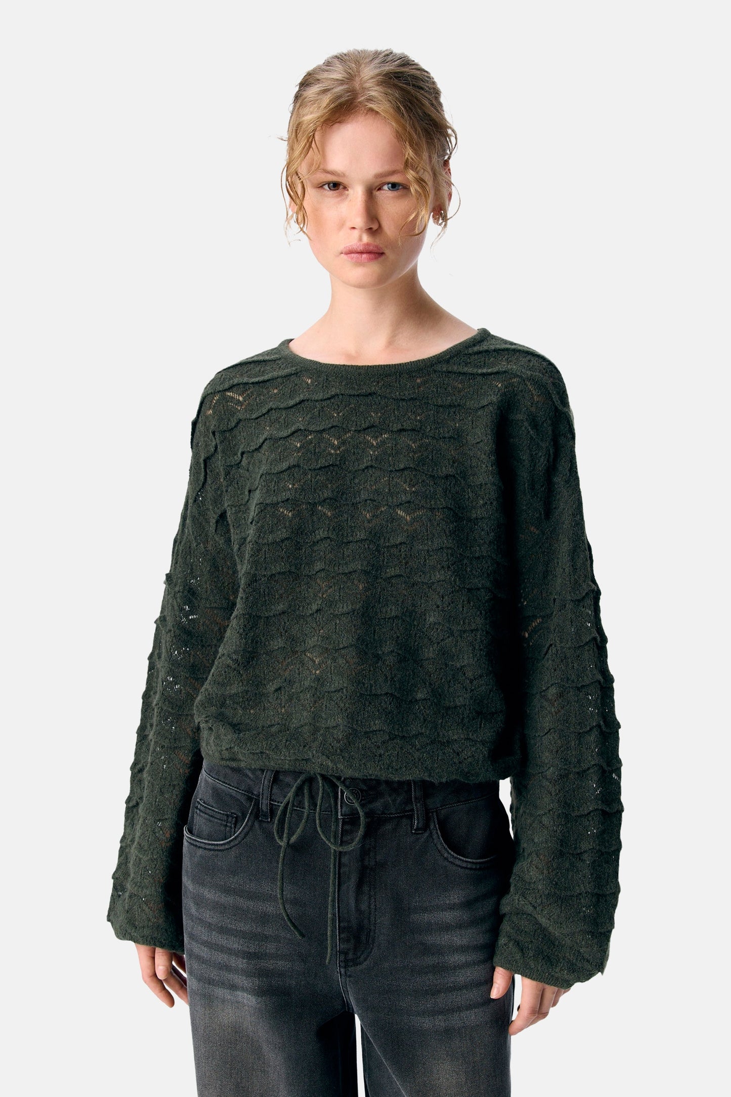 Trui met ronde hals groen - OBJECT