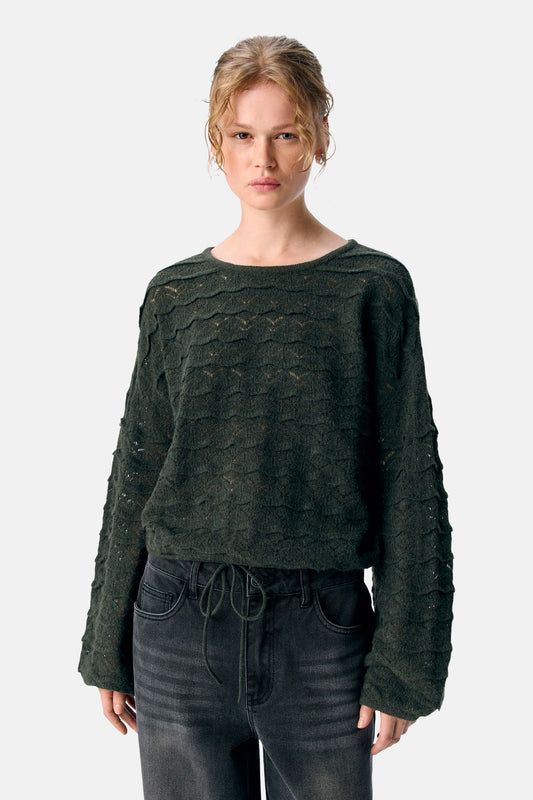 Trui met ronde hals groen - OBJECT