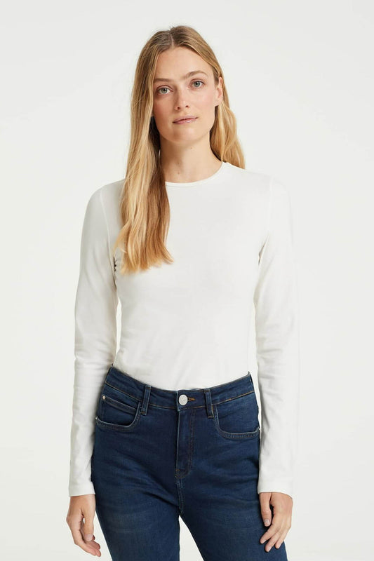 OPUS Lange Mouwen T-shirt in Wit
