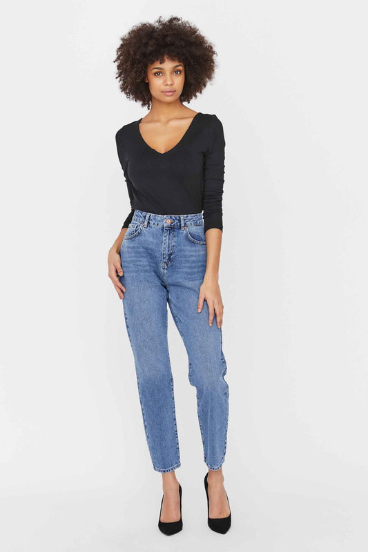 Mid Blue Denim Mom Jeans