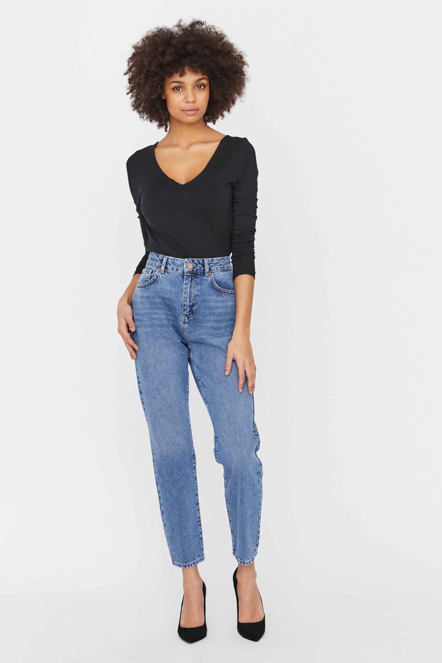 Mid Blue Denim Mom Jeans