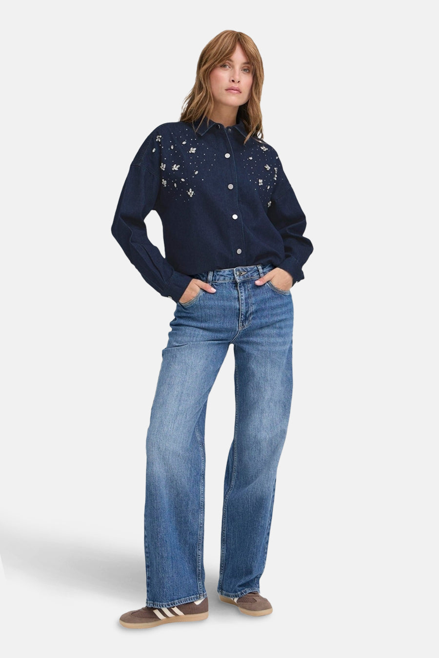 Jeanshemd donkerblauwe denim - PULZ