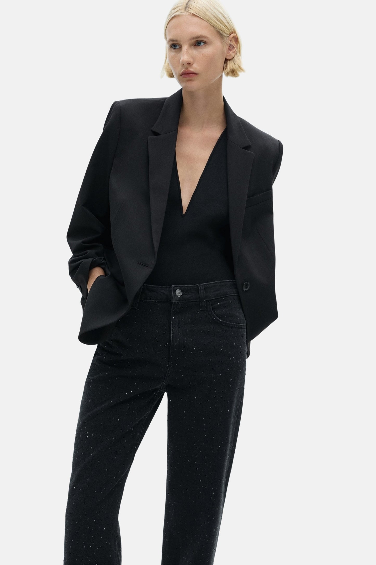 DIONI - Donkergrijze Jeans