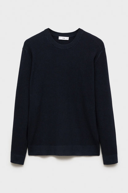 Donkerblauwe Trui met Ronde Hals