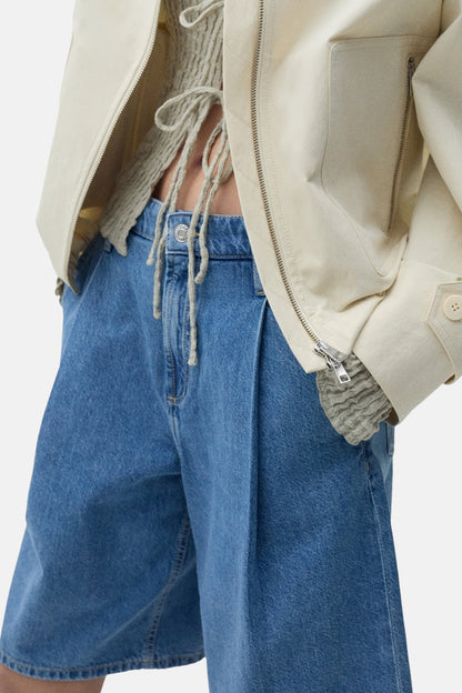Middelblauwe Denim Bermuda Shorts