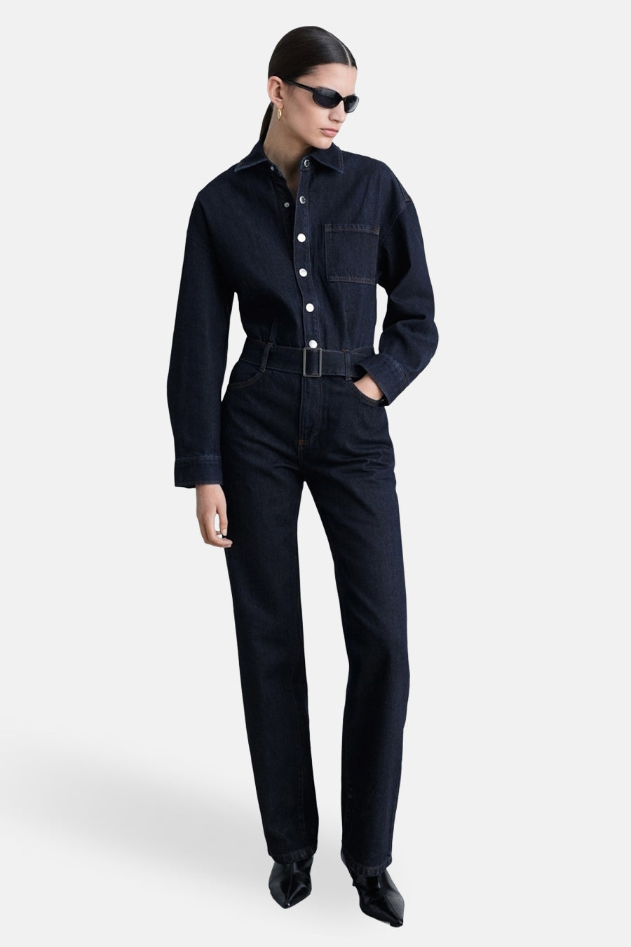 Donkerblauwe Denim Jumpsuit