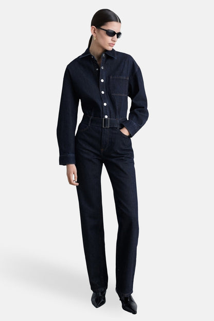 Donkerblauwe Denim Jumpsuit