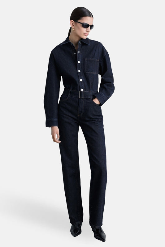 Donkerblauwe Denim Jumpsuit