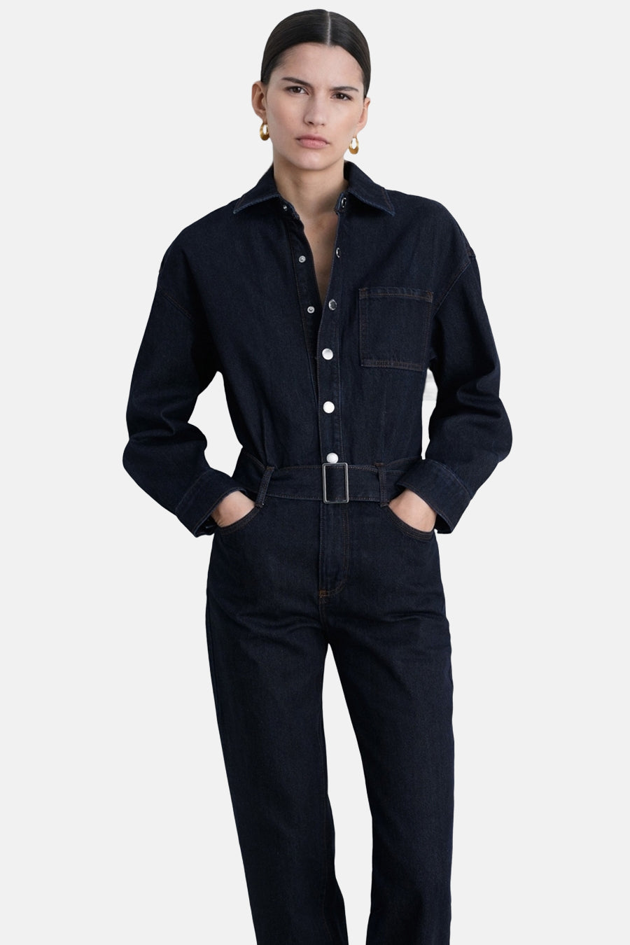 Donkerblauwe Denim Jumpsuit