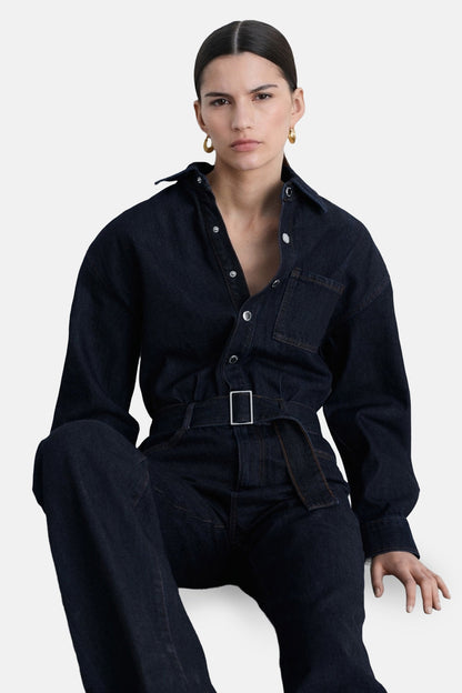 Donkerblauwe Denim Jumpsuit