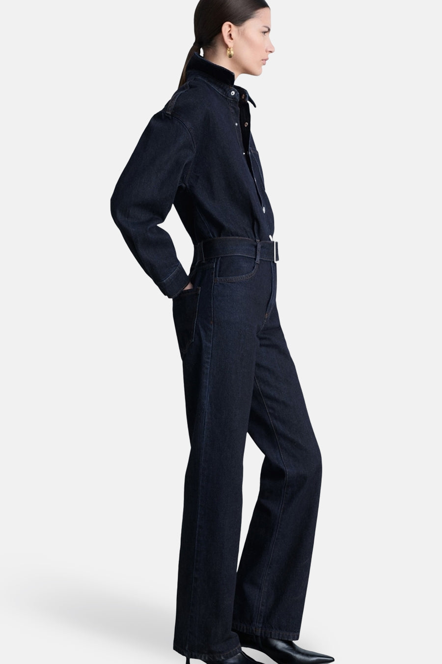 Donkerblauwe Denim Jumpsuit