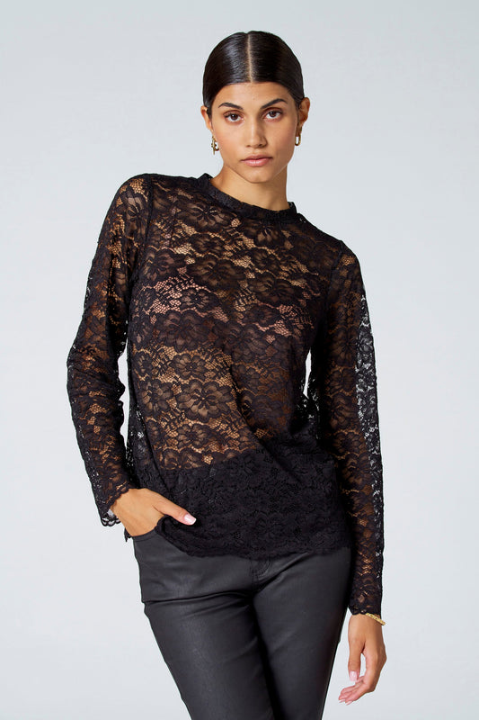 Lange Mouwen Zwarte Blouse