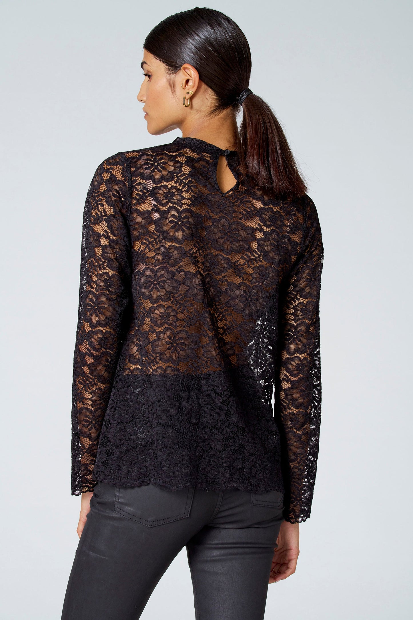 Lange Mouwen Zwarte Blouse