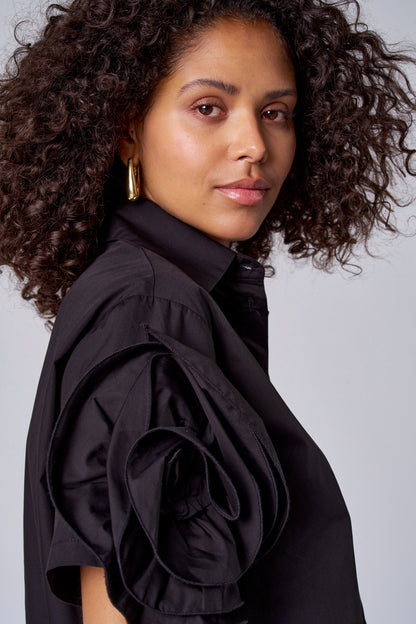Blouse met korte mouwen - Zwart