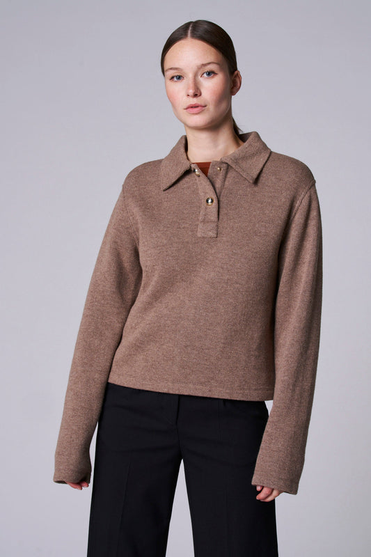 Taupe V-Hals Trui