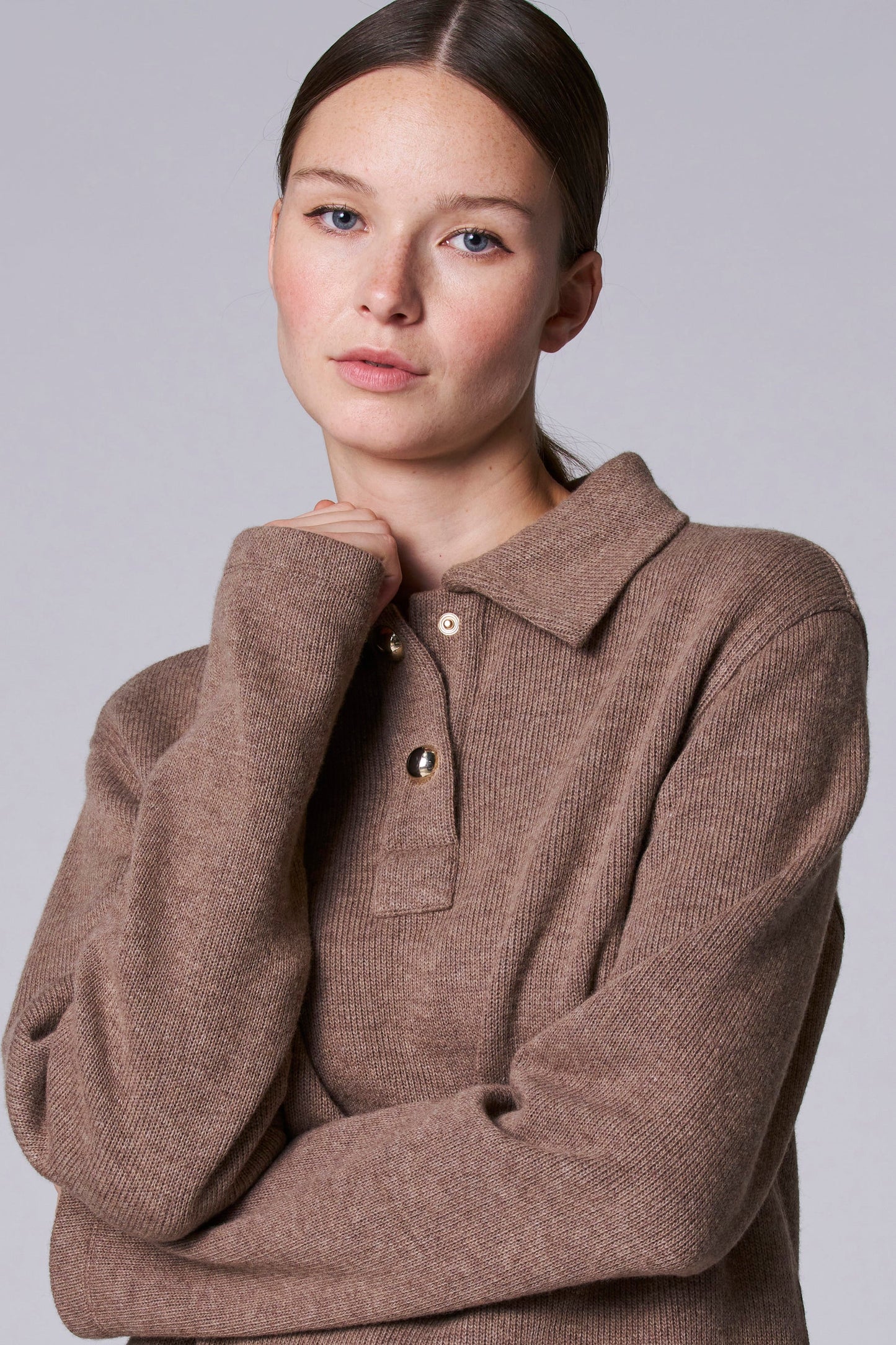 Taupe V-Hals Trui