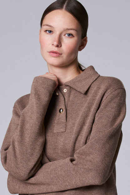 Taupe V-Hals Trui