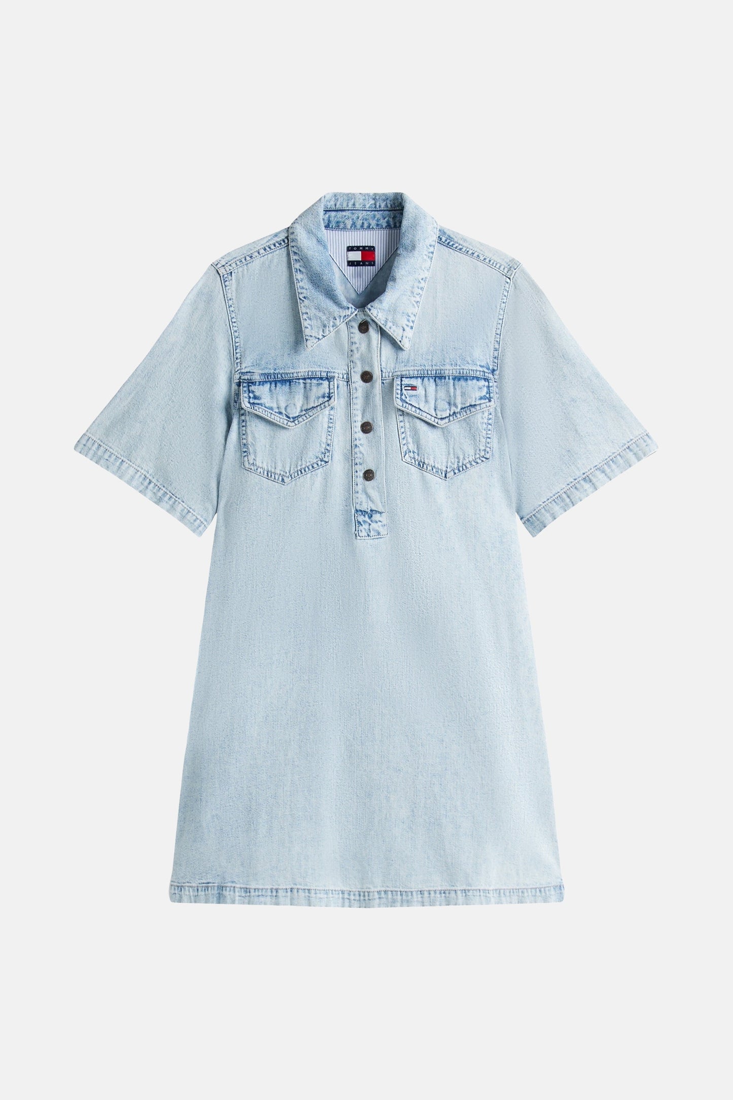 Korte Mouwen Denim Kleed - Lichtblauw
