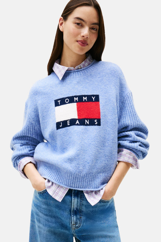 Blauwe Trui met Ronde Hals