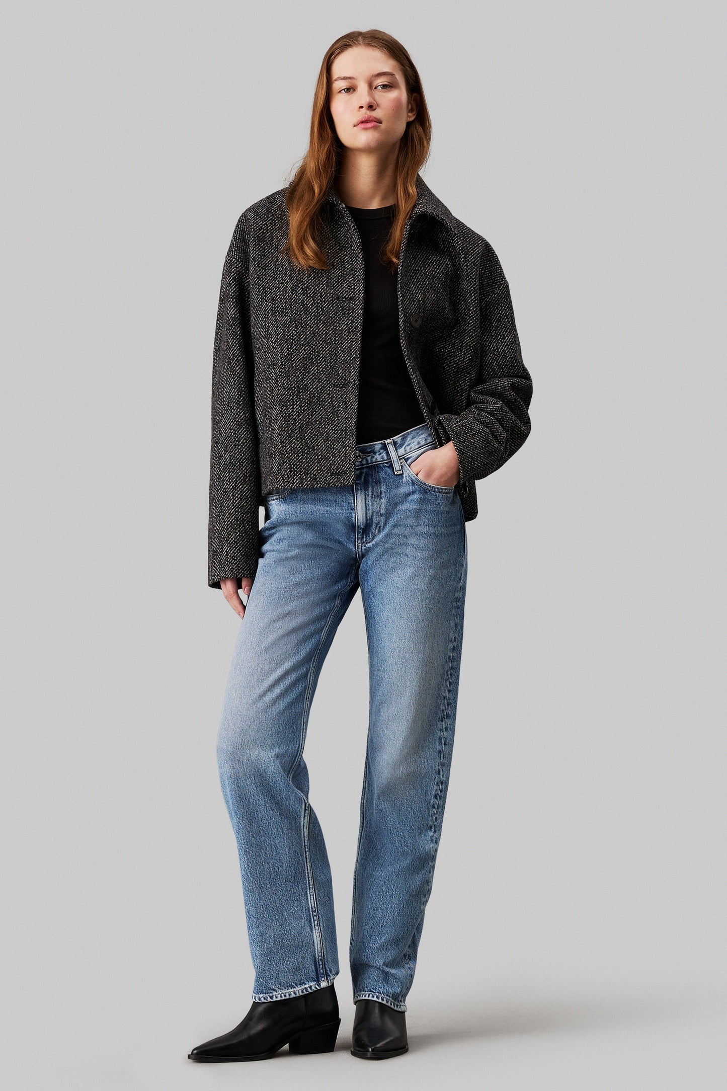 Light Blue Denim Low Rise Straight Jeans