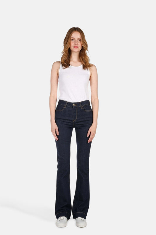 Donkerblauwe Denim Flared Jeans