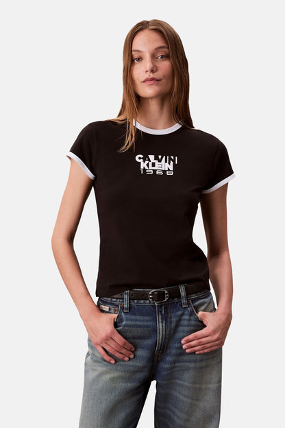 Calvin Klein Zwart T-shirt met Korte Mouwen