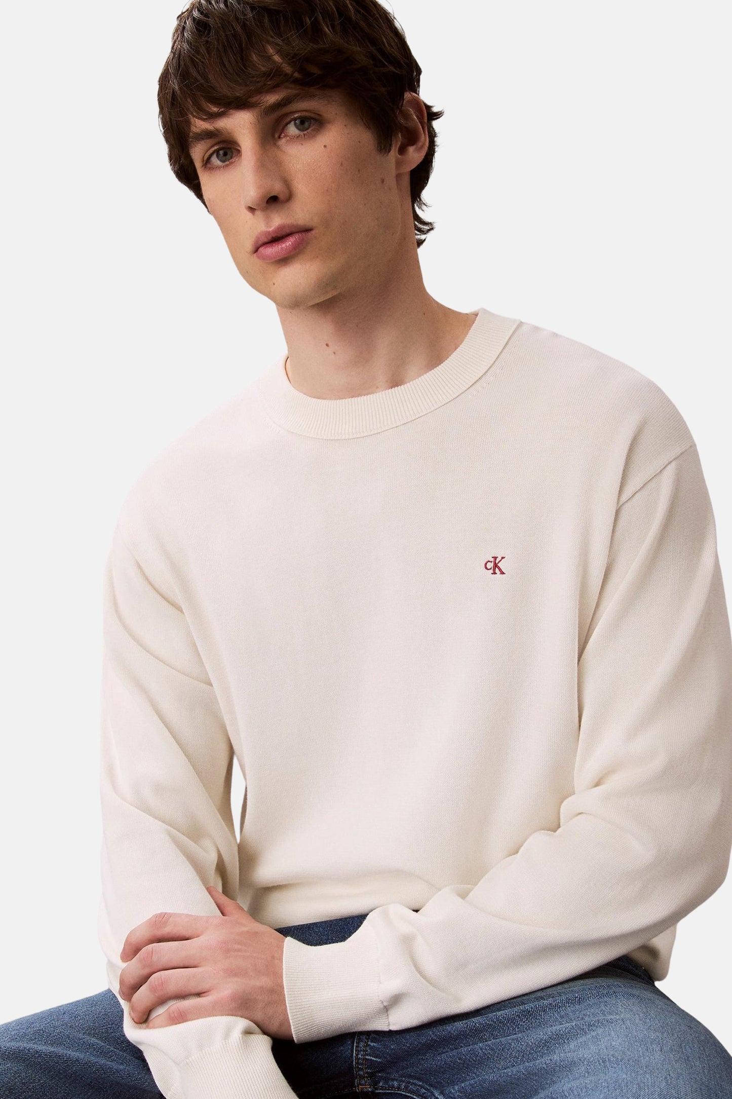 Beige Ronde Hals Sweater - Calvin Klein