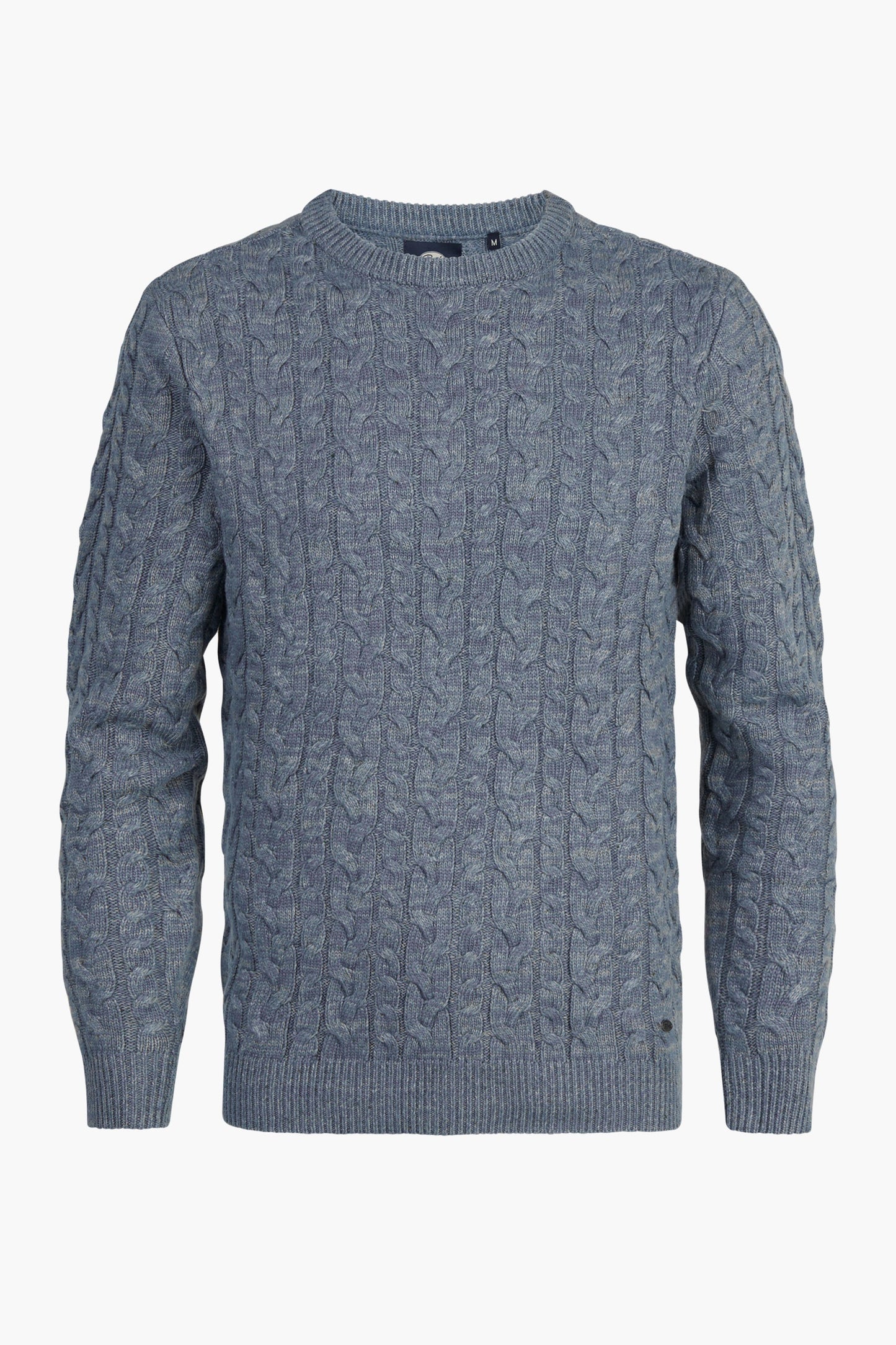 Blauwe trui met ronde hals