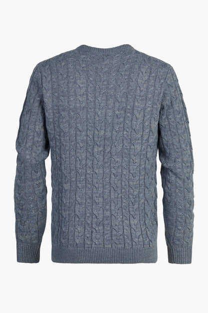 Blauwe trui met ronde hals
