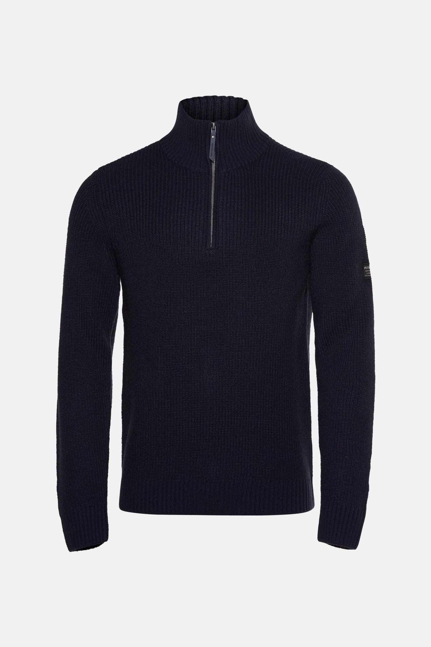 Blauwe trui met ronde hals