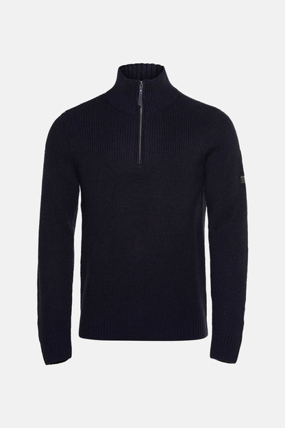 Blauwe trui met ronde hals