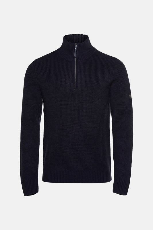 Blauwe trui met ronde hals